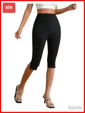 High Waisted Capri Leggings Elastic Waist Slim Fit Yoga Workout Pants